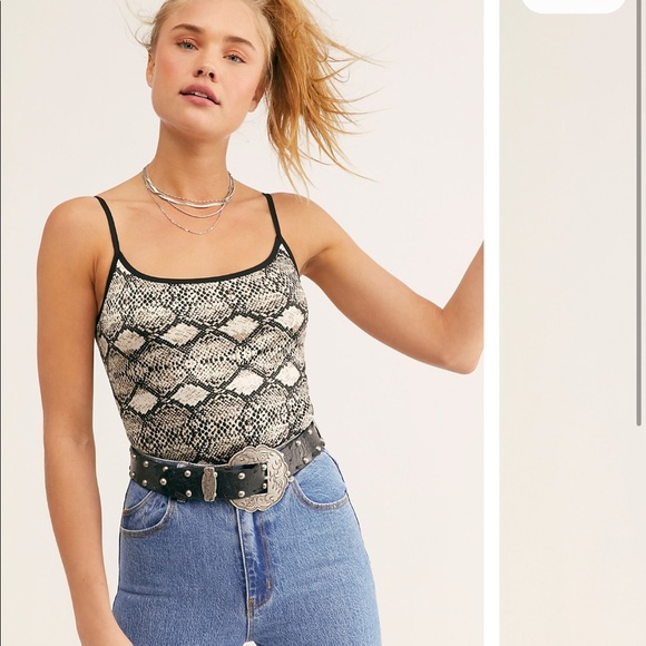 Free People Tops - Free People Basique Bodysuit in Black Snake Casino